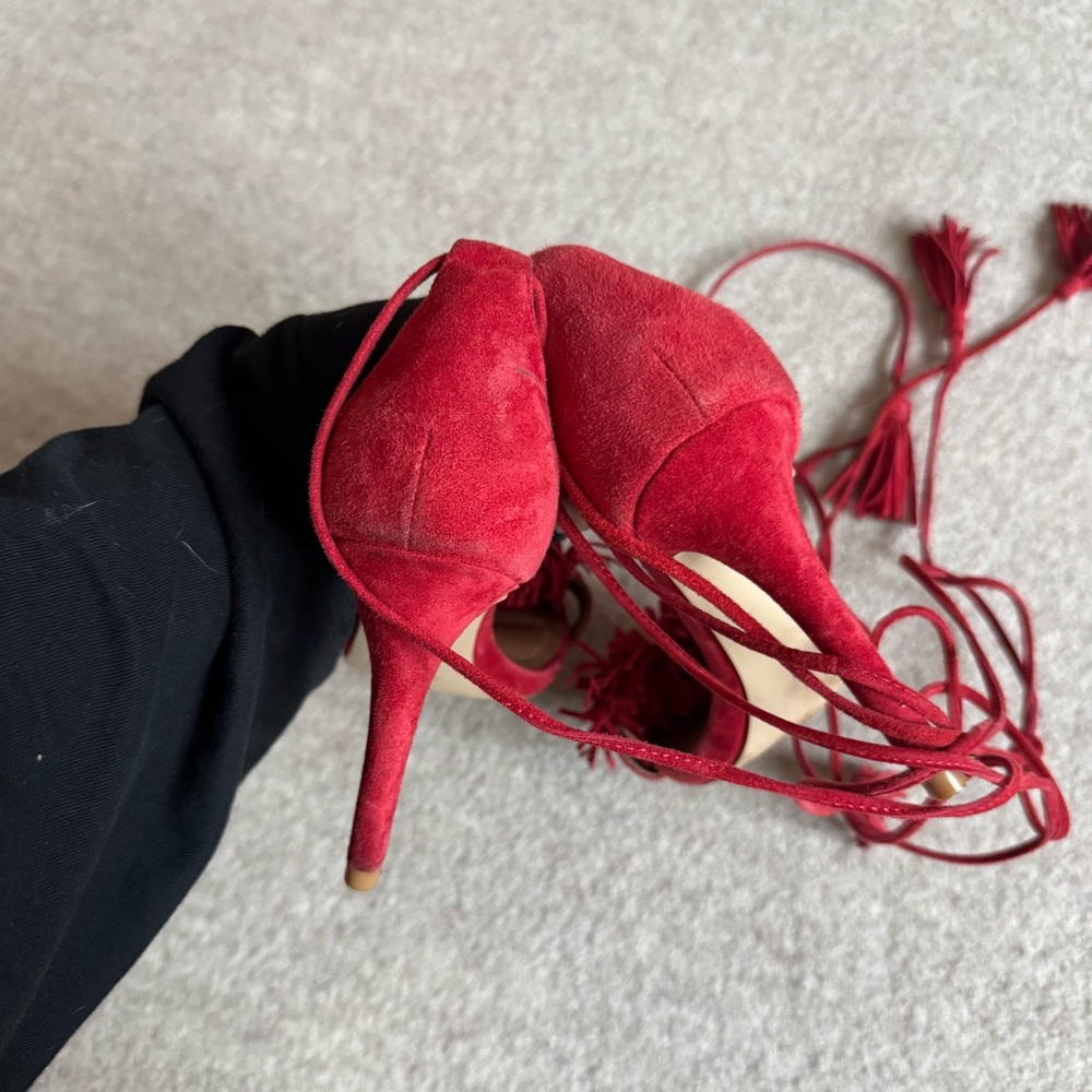 Steve Madden Red Suede Heels - Picture 6 of 7